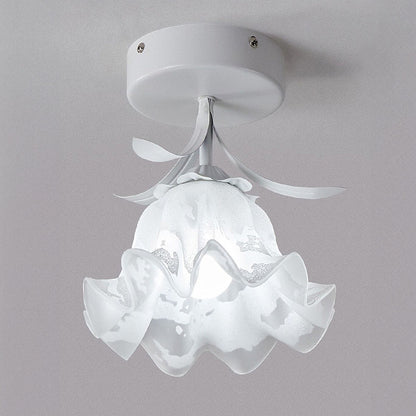Ceiling Light with Floral Glass Shade Design