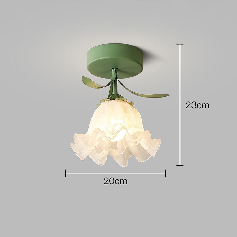 Ceiling Light with Floral Glass Shade Design