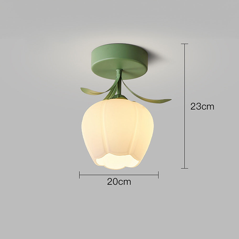 Ceiling Light with Floral Glass Shade Design