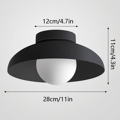 Ceiling Light with Modern White Dome Shade
