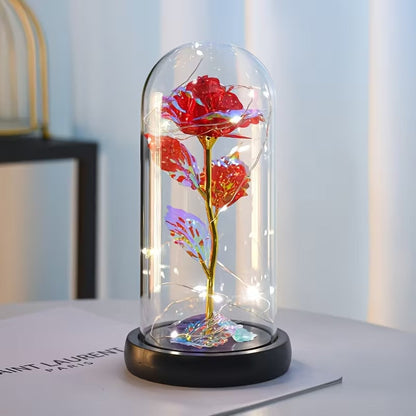 Galaxy Glass Rose with LED Light – Foil Flower Gift for Her - Perfect for Special Occasions