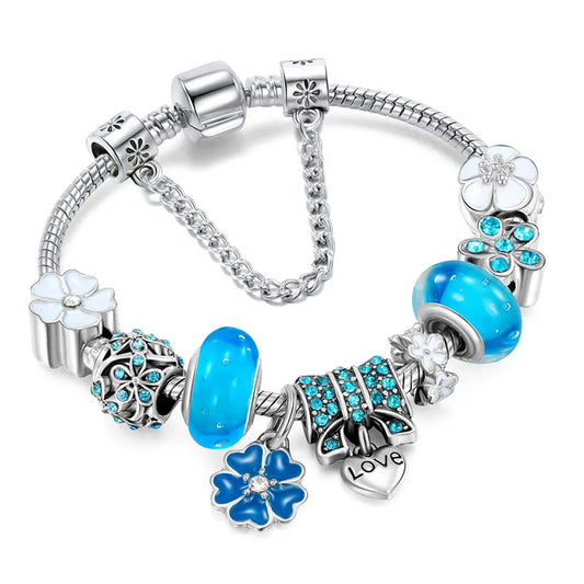 Floriéra™ Sterling Silver Floral Charm Bracelet