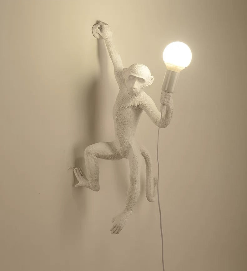 Wall Light With Quirky Resin Monkey Design