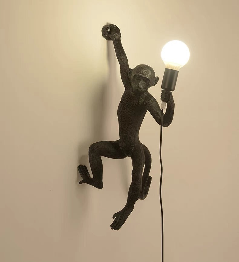 Wall Light With Quirky Resin Monkey Design