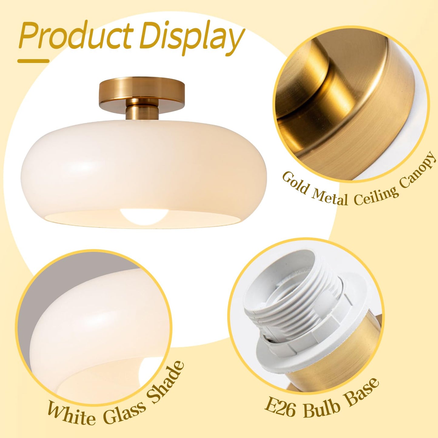 Vintage Round Glass Ceiling Light Fixture