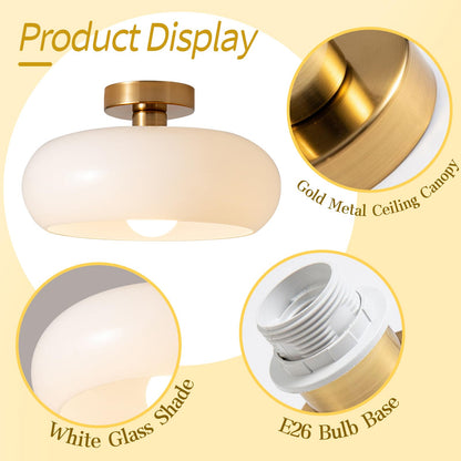 Vintage Round Glass Ceiling Light Fixture