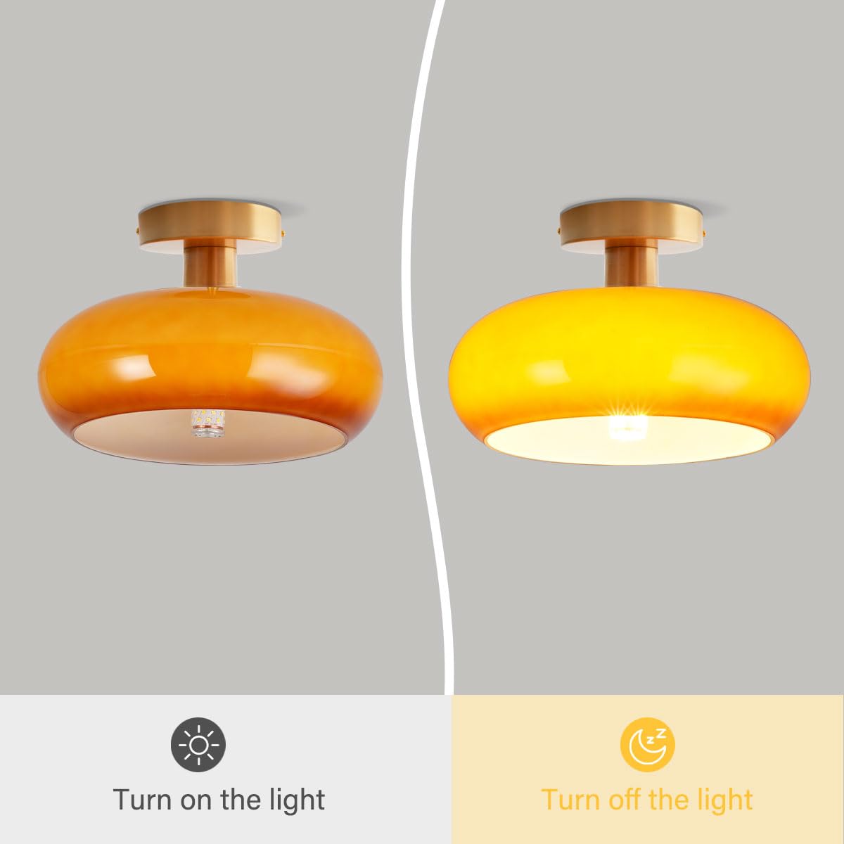 Vintage Round Glass Ceiling Light Fixture