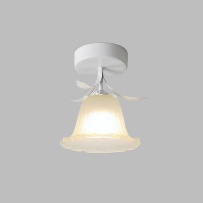 Ceiling Light with Floral Glass Shade Design