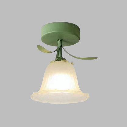 Ceiling Light with Floral Glass Shade Design
