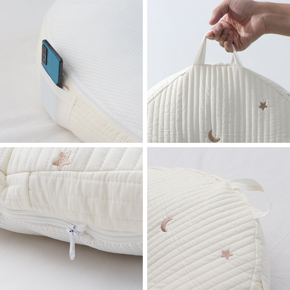 SoftNest™ Baby Lounger Pillow – Ergonomic Cotton Nest with Anti-Reflux Support-TotsCove