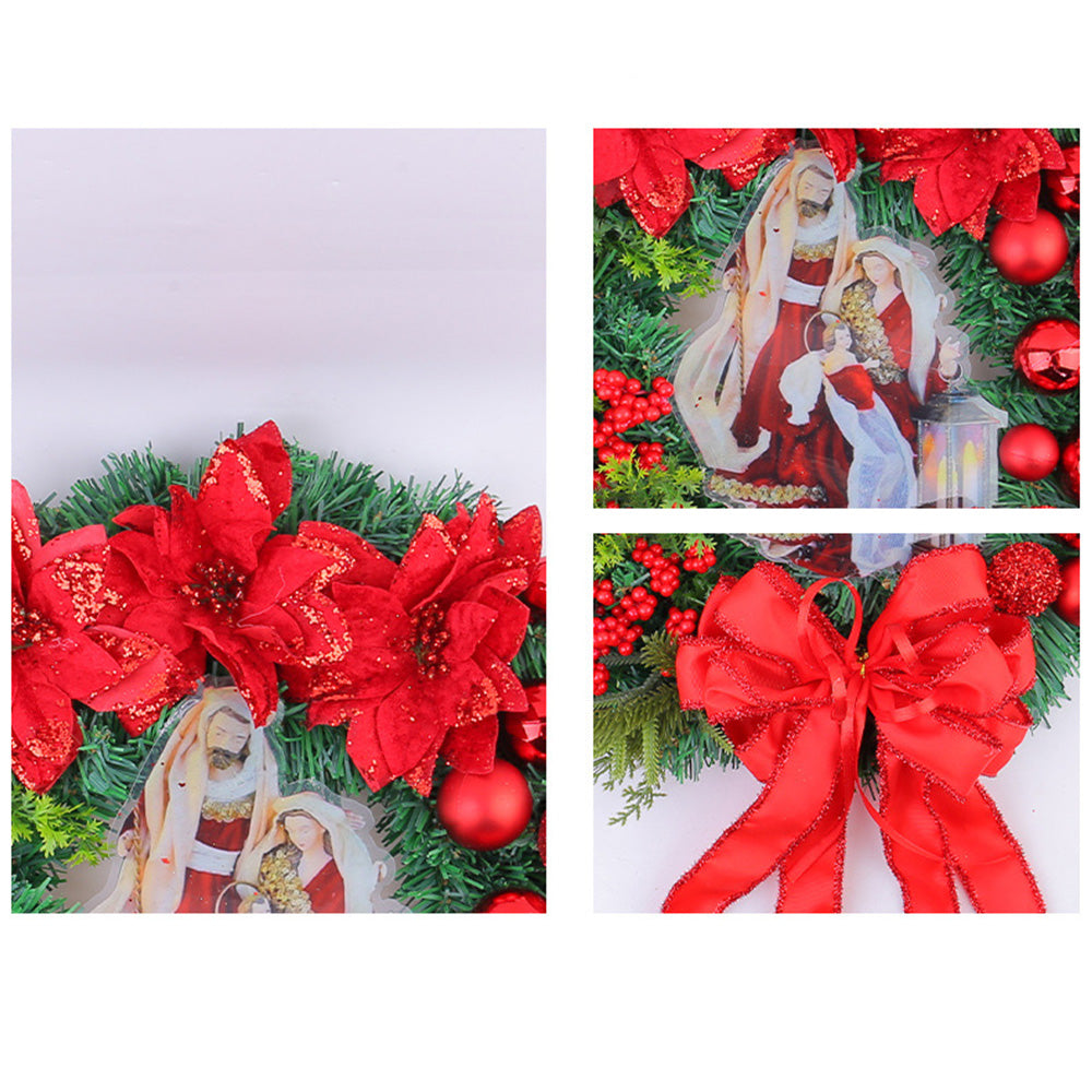 Christmas Wreath with Nativity and LED Lights