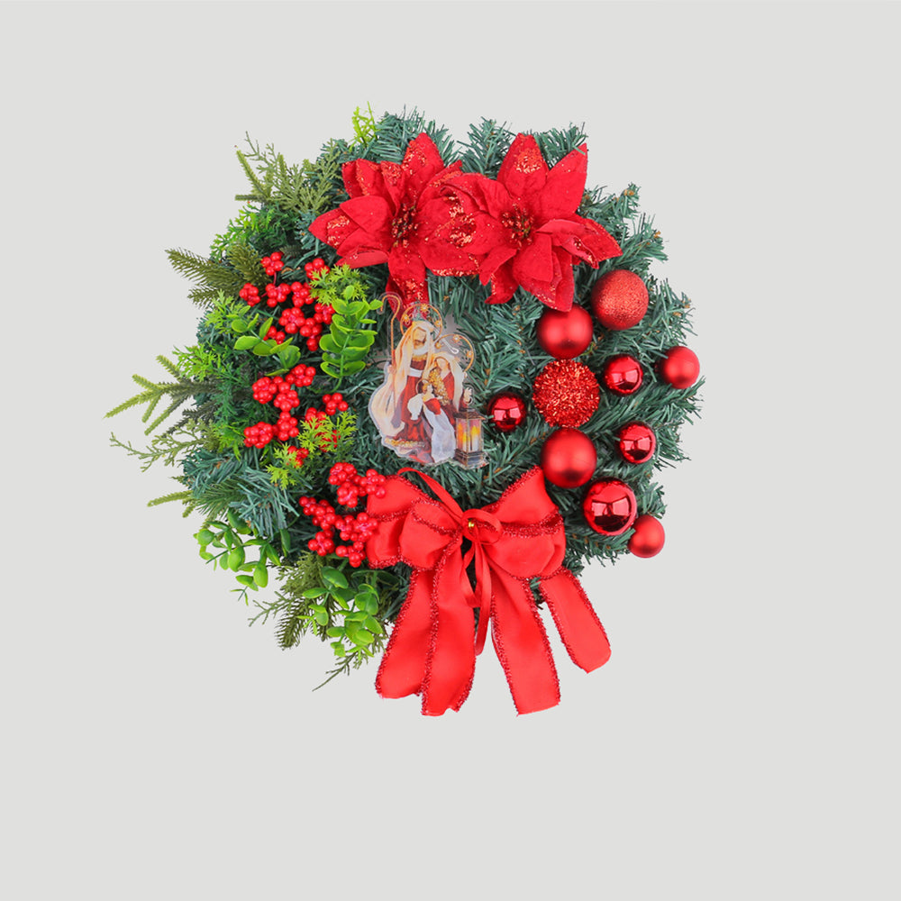 Christmas Wreath with Nativity and LED Lights