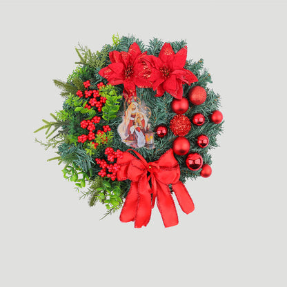 Christmas Wreath with Nativity and LED Lights