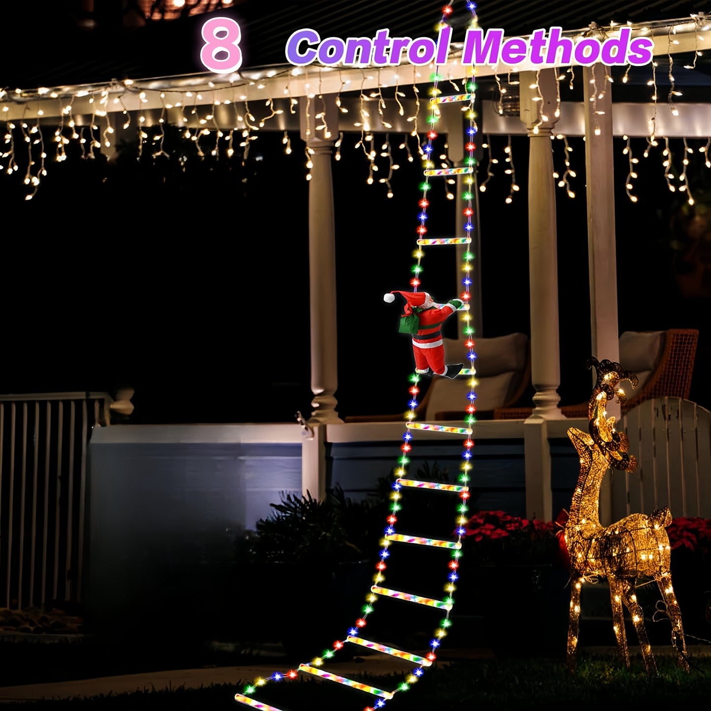 Christmas Lights Climbing Santa Ladder Display