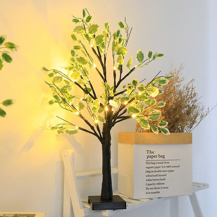 Fairy Lights LED Tree with Green Leaves