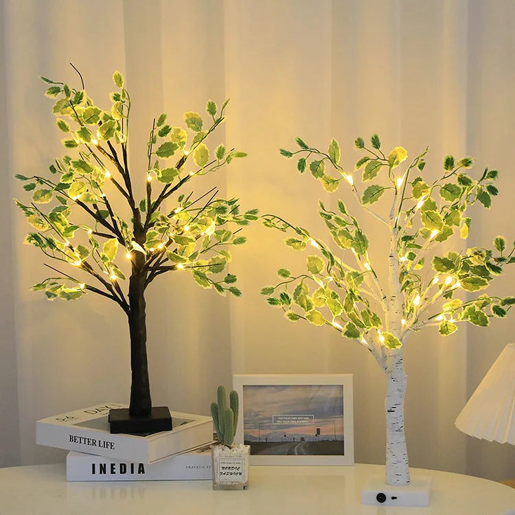 Fairy Lights LED Tree with Green Leaves
