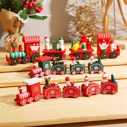 Christmas Wooden Train Decoration Ornament Set