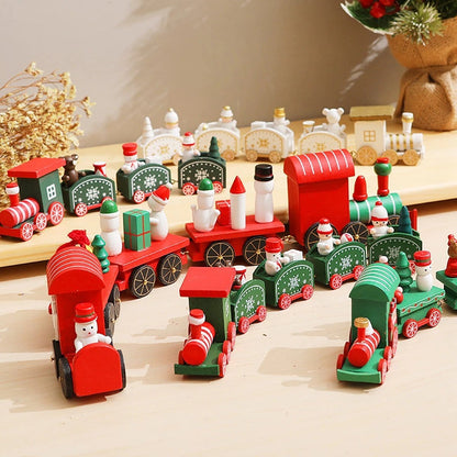 Christmas Wooden Train Decoration Ornament Set