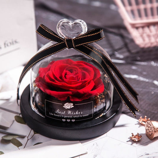 Eternal Dried Rose in Glass with LED Light – Romantic Valentine’s Day Gift