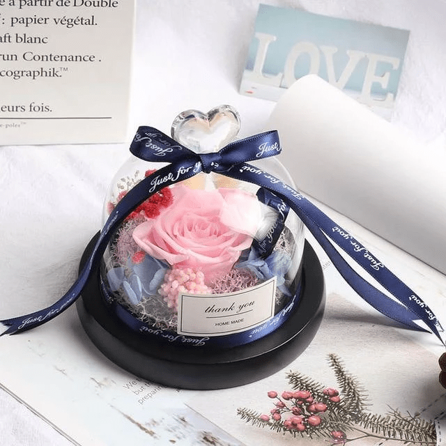 Eternal Dried Rose in Glass with LED Light – Romantic Valentine’s Day Gift