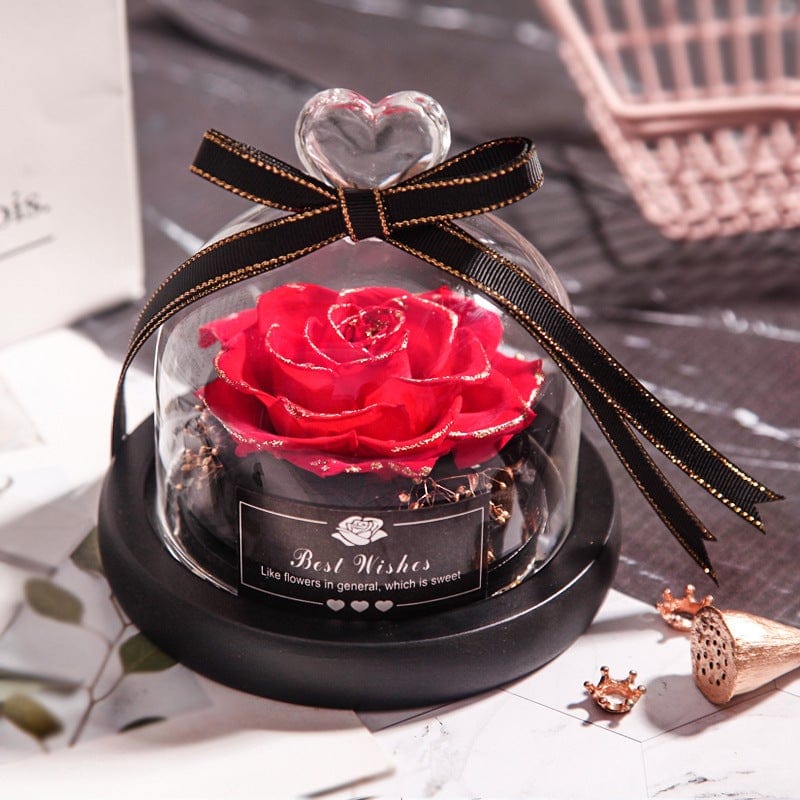 Eternal Dried Rose in Glass with LED Light – Romantic Valentine’s Day Gift