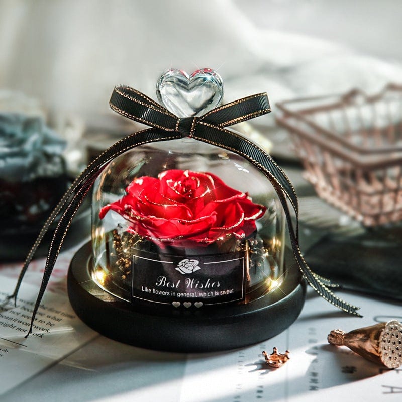 Eternal Dried Rose in Glass with LED Light – Romantic Valentine’s Day Gift