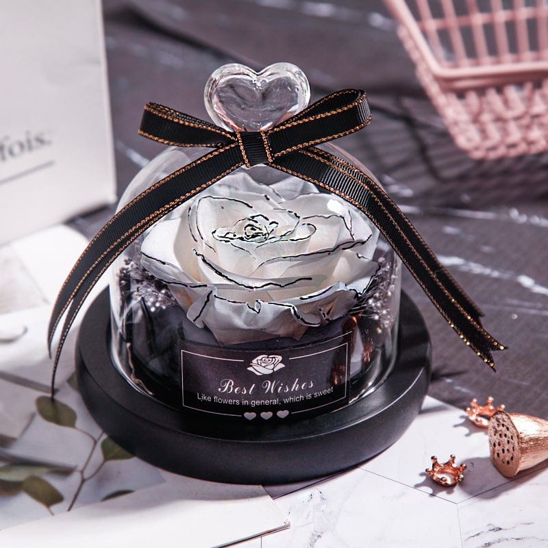 Eternal Dried Rose in Glass with LED Light – Romantic Valentine’s Day Gift