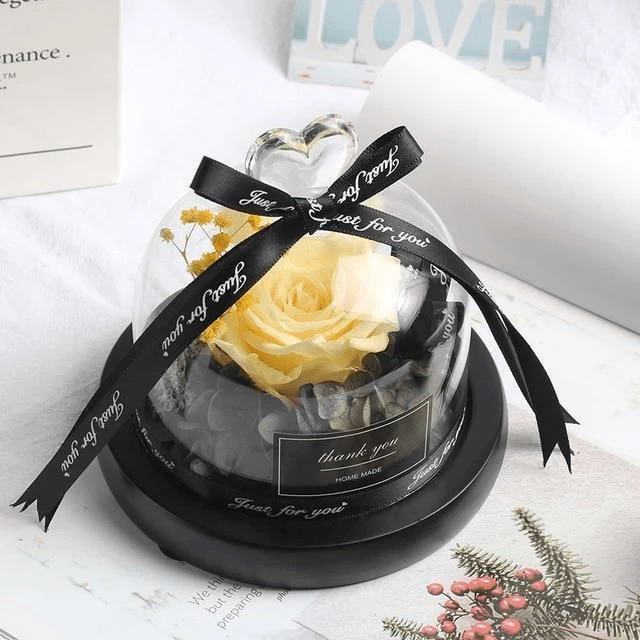 Eternal Dried Rose in Glass with LED Light – Romantic Valentine’s Day Gift