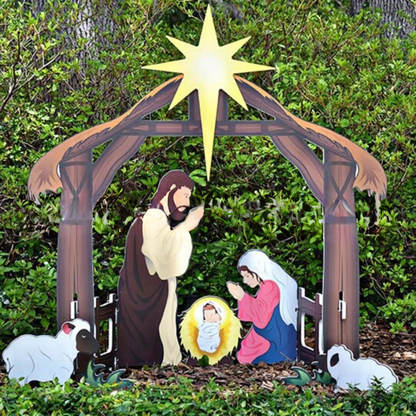 Outdoor Christmas Nativity Scene Silhouette Display