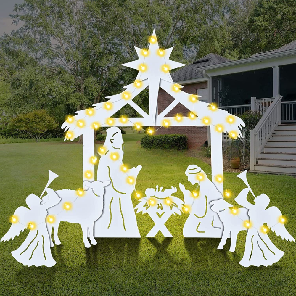 Outdoor Christmas Nativity Scene Silhouette Display