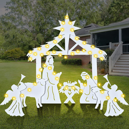 Outdoor Christmas Nativity Scene Silhouette Display