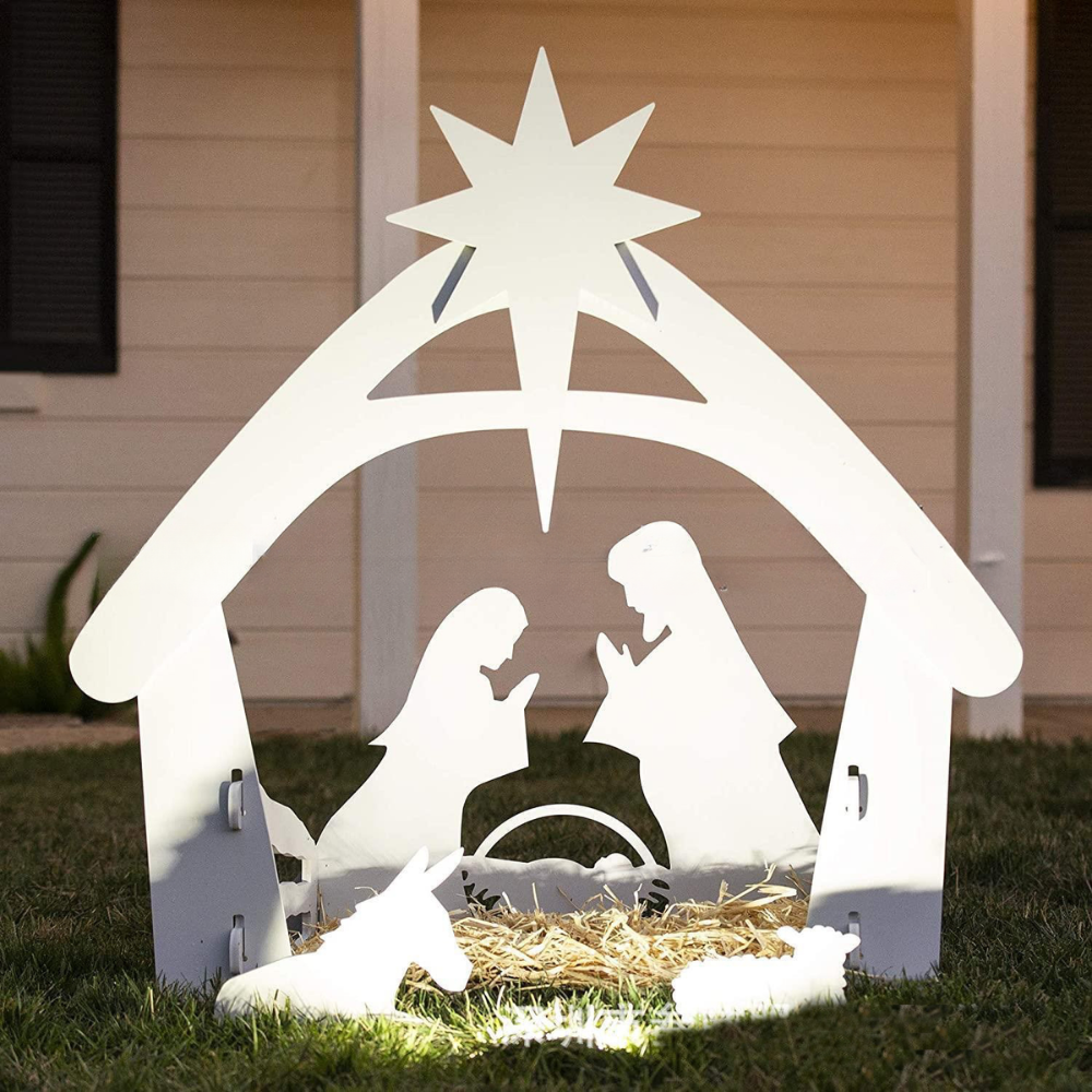 Outdoor Christmas Nativity Scene Silhouette Display