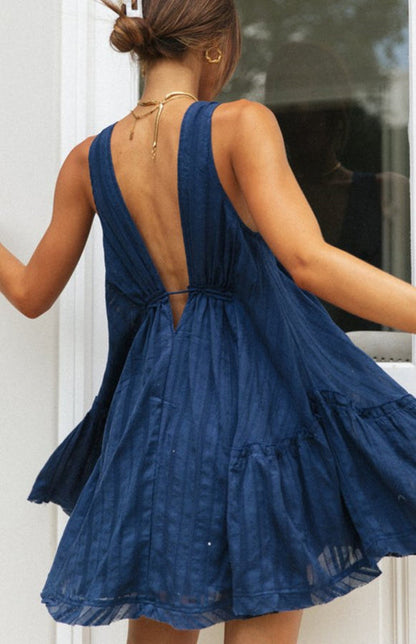Diana's Deep V-Neck Sleeveless Empire Waist Mini Dress