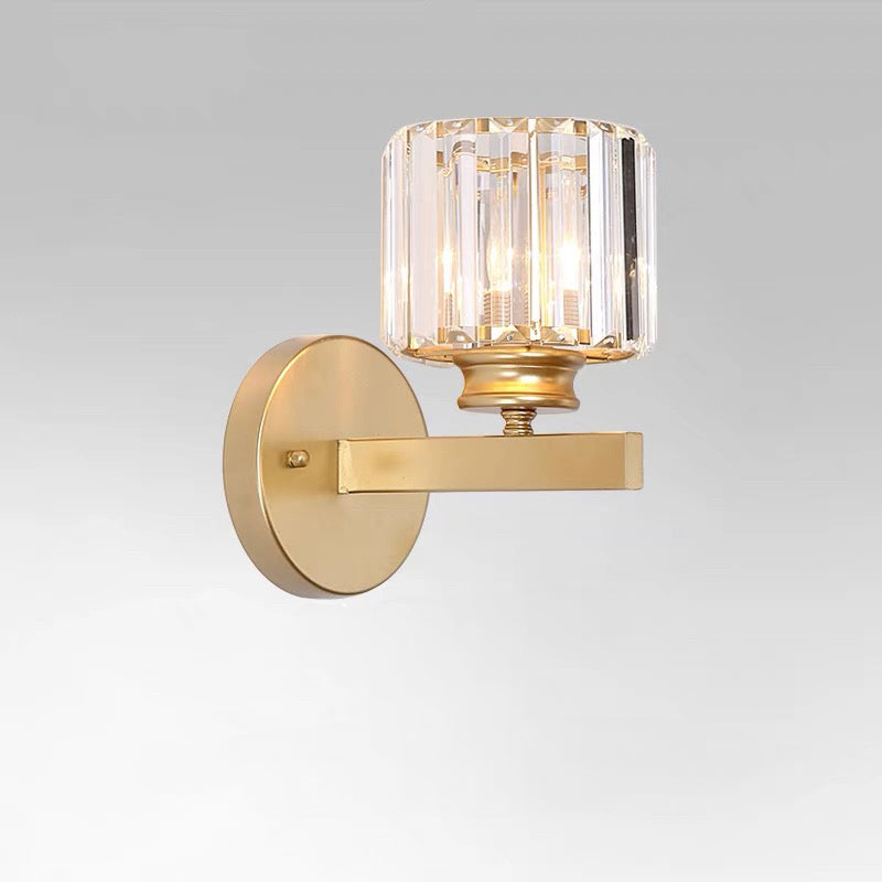 Crystal Glass Wall Light With Modern Arm Design