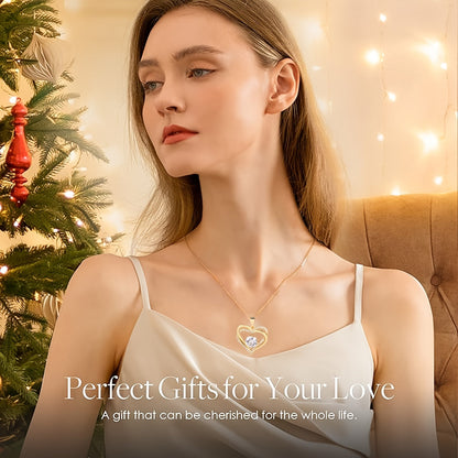 Double Heart Pendant Necklace Gift Box - Romantic Valentine’s Day Jewelry Gift for Her