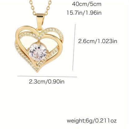 Double Heart Pendant Necklace Gift Box - Romantic Valentine’s Day Jewelry Gift for Her