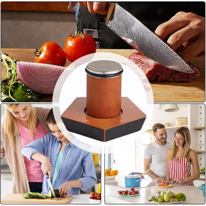 EdgeMaster™ Knife Sharpener Kit with Magnetic Wood Base